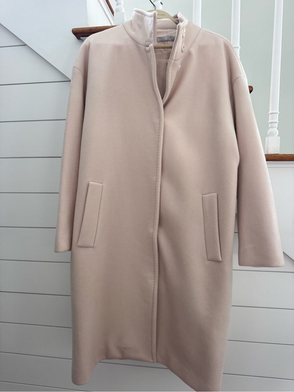 NWT $798 J. McLaughlin Pale Blush Lux Angelina Wool-Blend Coat